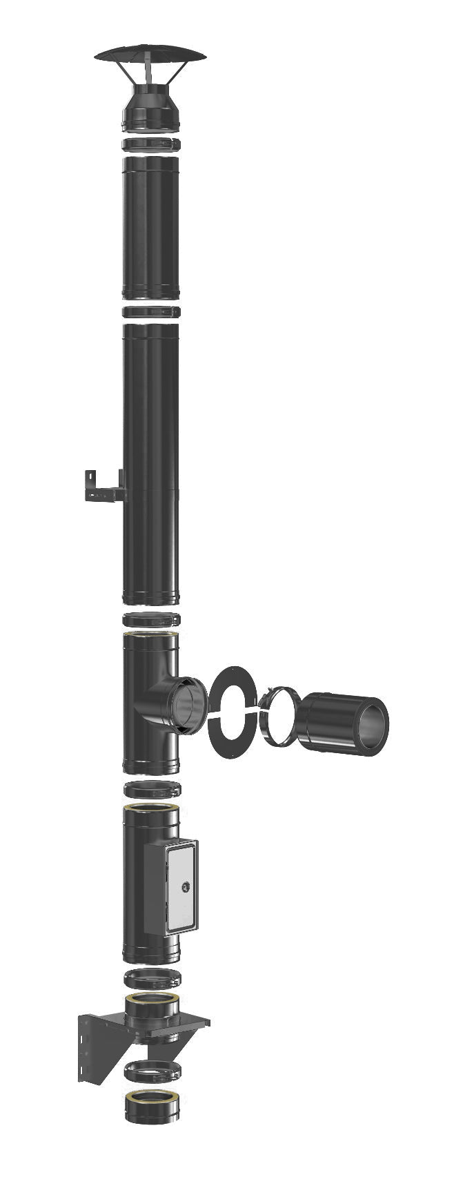SOLINOX DWP Premium schwarzer Edelstahlschornstein Ø 150 mm als Komplettset